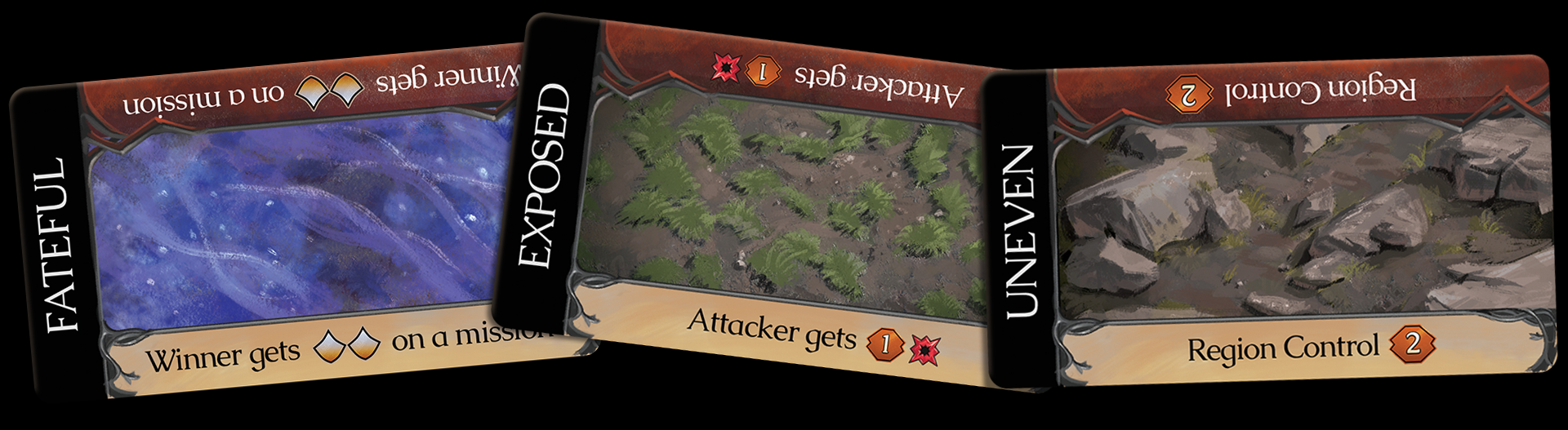 The three positions: Vanguard / Center / Flank, each with terrain